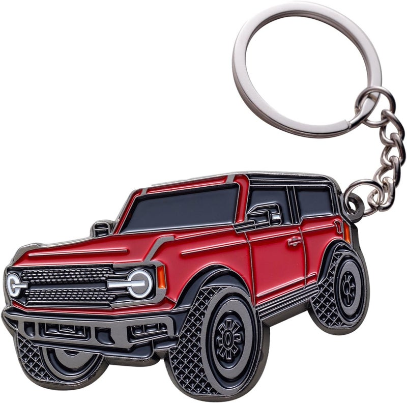 SINLAKUA for Bronco Keychain 4 door key chain Fob Cover Cool Mods Key Chain Sport Accessories compatible with Ford Bronco 2021 2022 2023(Red) - Image 1